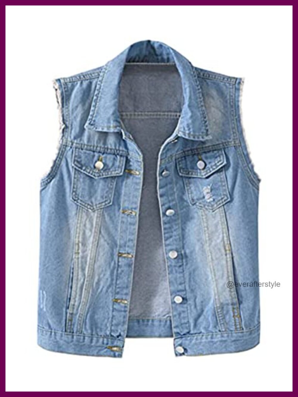 Casual Denim Waistcoat Slim Fit Frayed Sleeveless Jacket Vest
